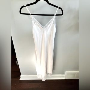 Victoria’s Secret ivory satin slip with lace trim